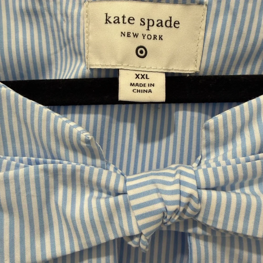 kate spade X Target Stripe Puff Sleeve Blouse in Blue and White - Picture 7 of 8